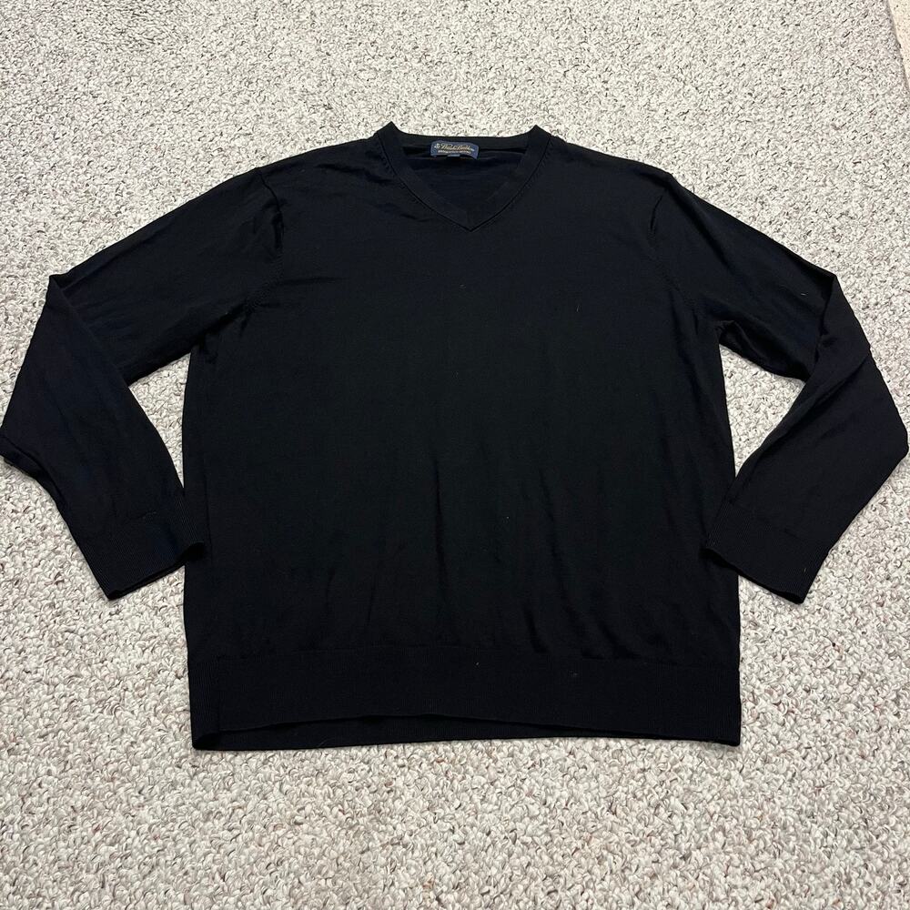 Brooks Brothers Brookstech Merino Wool Crewneck Sweater XXL Black Preppy Classic